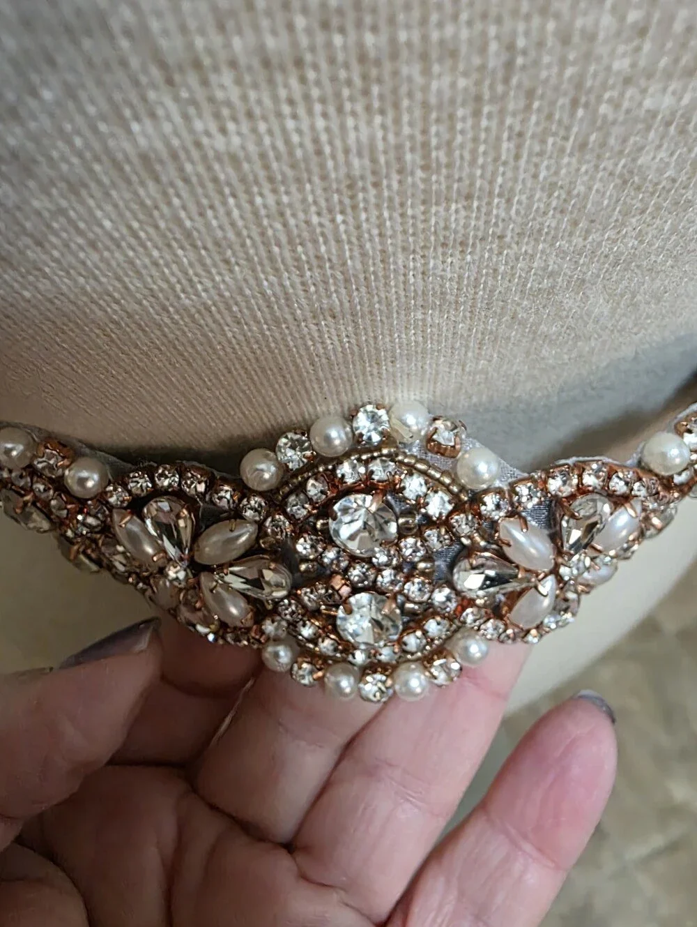 Hand Crafted Wedding Formal Belt Beaded Satin Ribbon